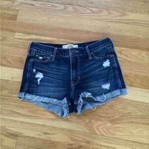 Hollister Dark Blue Distressed Jean Shorts